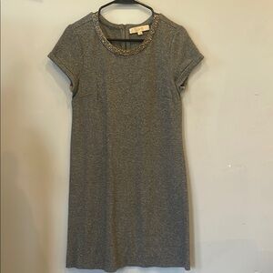 Gray Short Sleeve Dress with bedazzled neck loft size small